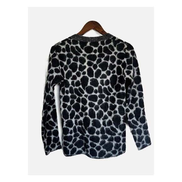 Gucci Leopard Effect V Neck Mohair Sweater Black Gray XS - Picture 3 of 10